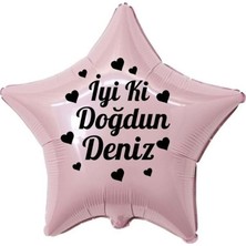 Eğlence Marketi 18 Inç Pembe Renk Kişiye Özel Iyi Ki Doğdun Yazılı Yıldız Folyo Balon