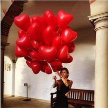 Eğlence Marketi 12 Inç Standart Boy Kalp Balon 10 Adet Kırmızı