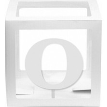 Eğlence Marketi Beyaz Şeffaf Balon Kutusu 25X25 cm O Harfi