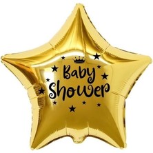 Eğlence Marketi 18 Inç Gold Renk Taç - Yıldız Figürlü Baby Shower Temalı Yıldız Folyo Balon