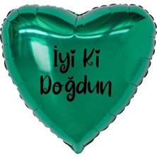 Eğlence Marketi 18 Inç Yeşil Renk Iyi Ki Doğdun Yazılı Kalp Folyo Balon