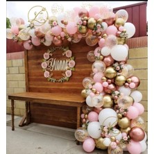 Eğlence Marketi Makaron Pembe Beyaz Gold Rosegold Krom Balon Zinciri 100 Adet