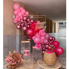 Eğlence Marketi Krom Pembe Pastel Fuşya ve Flamingo Pembe Balon Zinciri 100 Adet