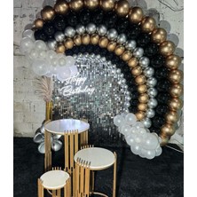 Eğlence Marketi Krom Gold Gümüş Pastel Siyah ve Beyaz Balon Zinciri 100 Adet