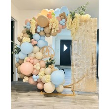 Eğlence Marketi Pastel Makaron Mavi Pink Blush Deniz Kumu ve Fındık Balon Zinciri 100 Adet