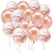 Eğlence Marketi 12 Inç Standart Boy Konfetili Balon 20 Adet Rose Gold