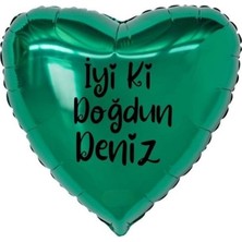 Eğlence Marketi 18 Inç Yeşil Renk Kişiye Özel Iyi Ki Doğdun Yazılı Kalp Folyo Balon