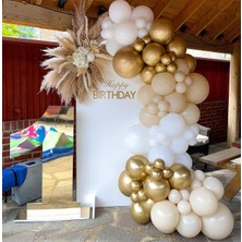 Eğlence Marketi Krom Gold Sütlü Kahve ve Beyaz Balon Zinciri 100 Adet