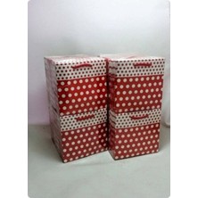 Eğlence Marketi 11X11 cm Ipli Karton Çanta 10 Adet Kırmızı Puantiyeli