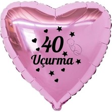 Eğlence Marketi 18 Inç Pembe Renk Bebek Figürlü 40 Uçurma Temalı Kalp Folyo Balon