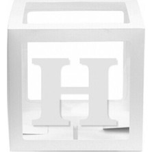 Eğlence Marketi Beyaz Şeffaf Balon Kutusu 25X25 cm H Harfi