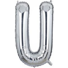 Eğlence Marketi 30 Inç 70 cm Gümüş Folyo Harf Balon U