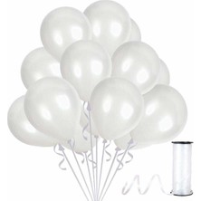 Eğlence Marketi 12 Inç Standart Boy Metalik Balon 50 Adet Beyaz