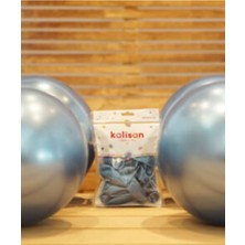 Eğlence Marketi 12 Inç Standart Boy Krom Balon 10 Adet Mavi