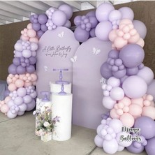 Eğlence Marketi Retro Lavanta Makaron Somon ve Lila  Balon Zinciri 100 Adet
