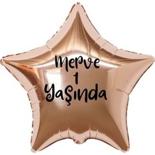 Eğlence Marketi 18 Inç Rose Gold Renk Kişiye Özel Yaşında Yazılı Yıldız Folyo Balon