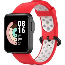 Ezotech  Xiaomi Redmi Watch 2 Lite Krd-02 Uyumlu Kordon Kırmızı-Beyaz