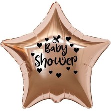 Eğlence Marketi 18 Inç Rose Gold Renk Kalp - Emzik Figürlü Baby Shower Temalı Yıldız Folyo Balon