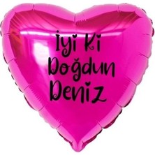 Eğlence Marketi 18 Inç Fuşya Renk Kişiye Özel Iyi Ki Doğdun Yazılı Kalp Folyo Balon