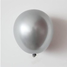 Eğlence Marketi 6 Inç Yuvarlak Balon 15 cm Çap 20 Adet Metalik Gümüş