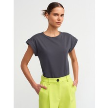 Dilvin 3504 Bisiklet Yaka Penye T-Shirt-Antrasit