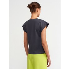 Dilvin 3504 Bisiklet Yaka Penye T-Shirt-Antrasit