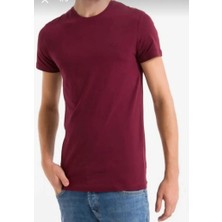 Rose Moda -Erkek Basic Tişört Bisiklet Yaka Kısa Kollu Bordo Renk