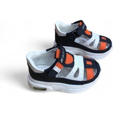 Cihan Shoes Erkek Bebe Ortopedik Cırtlı Esnek Hafif Nefes Alabilen Beyaz Lacivert Beyaz Turuncu Renk Işıklı Bebek Sneaker Spor Ayakkabı