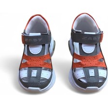 Cihan Shoes Erkek Bebe Ortopedik Cırtlı Esnek Hafif Nefes Alabilen Beyaz Gri Turuncu Renk Işıklı Bebek Sneaker Spor Ayakkabı
