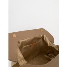Heybes Kadın Vizon Çizgi Desenli Kanvas Clutch El Çantası