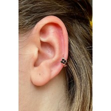 2D2B Nature Siyah Taşlı Rose Gold Halka Çiçek Piercing