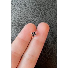2D2B Nature Siyah Taşlı Rose Gold Halka Çiçek Piercing