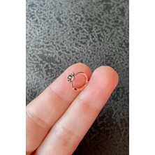 2D2B Nature Siyah Taşlı Rose Gold Halka Çiçek Piercing