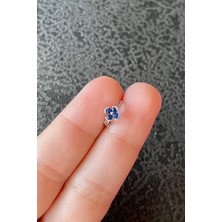 2D2B Nature Lacivert Taşlı Gümüş Renk Halka Çiçek Piercing