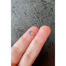 2D2B Nature Lacivert Taşlı Gümüş Renk Halka Çiçek Piercing