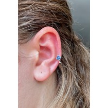 2D2B Nature Lacivert Taşlı Gümüş Renk Halka Çiçek Piercing