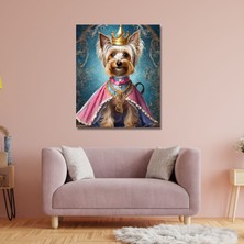 Gaagart Tekli Dikey Kanvas Duvar Tablosu Prenses Kostümlü Terrier Köpek