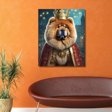 Gaagart Tekli Dikey Kanvas Duvar Tablosu Kral Kostümlü Çin Aslanı Köpek