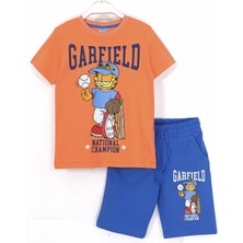 DobaKids Garfield Baskılı Erkek Çocuk Yazlık 2'li Takım 8-15 Yaş Turuncu Mavi 001-0001888