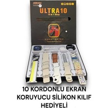 Ledoren Ultra 10 - 49MM 10 In 1 Edition - 10 Kordon + Silikon Koruyucu Kablosuz Şarj Özellikli Akıllı Saat