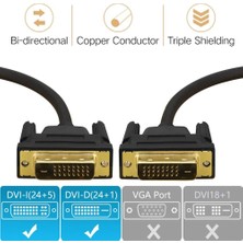 Ancheyn DVI To DVI Monitör Ekran Kablosu 1.5 Metre Ara Bağlantı Dvi-D 24+1 4577