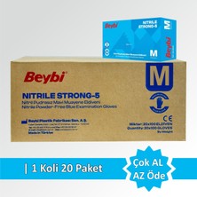 Beybi Nitril Strong Pudrasız Muayene Eldiveni - Koli (20 Paket)