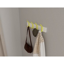 3 Boyutlu Hepsi Modern Duvar Kanca Askılık - 4 Adet Sarı Askılık - Beyaz Mdflam - Model 101