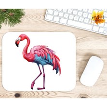 Eylül Design Flamingo Baskılı Temalı Renkli Baskılı Özel Tasarım Dikdörtgen Kaydırmaz Mousepad