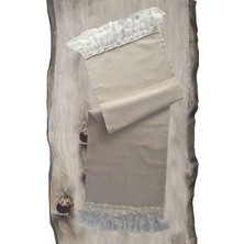 Sister Home Design Naturel Keten Güpür Detaylı Fırfırlı Ranır - Runner