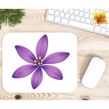 Eylül Design Mor Çiçek Temalı Renkli Baskılı Özel Tasarım Dikdörtgen Kaydırmaz Mousepad