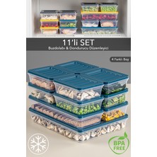 Meleni Home 11'li Buzdolabı Organizer Mikrodalga ve Difrize Uygun Saklama Kabı 1X2400ML - 2X1170ML - 8X600ML