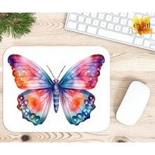 Eylül Design Renkli Kelebek Temalı Renkli Baskılı Özel Tasarım Dikdörtgen Kaydırmaz Mousepad