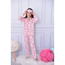 Pija Kids Kız Çocuk Pembe  Barbie Desenli Düğmeli Pijama Takımı