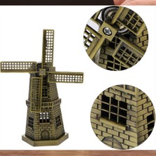 Keyfim Shop Vintage Metal Hollanda Yel Değirmeni Biblo Antik Bronz 17CM